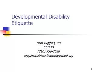 Developmental Disability Etiquette