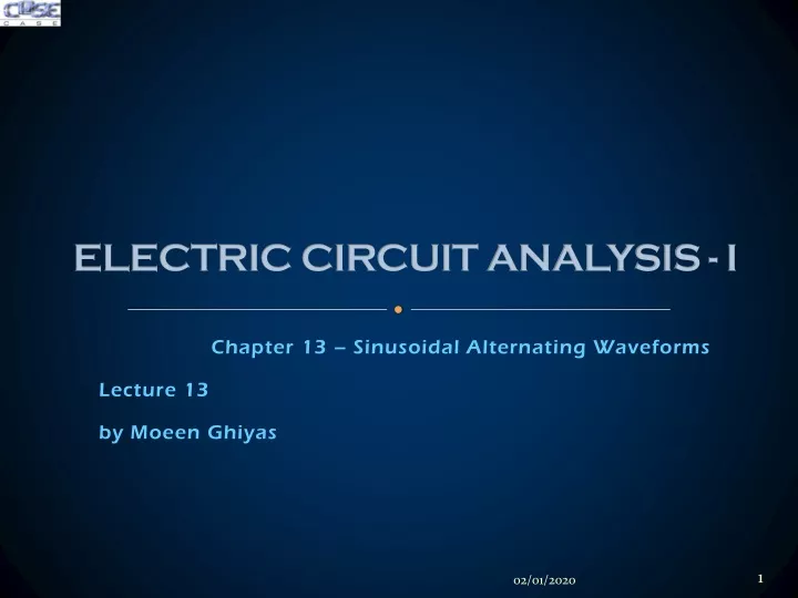 electric circuit analysis i