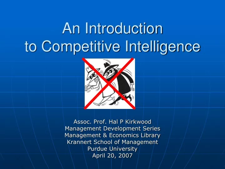an introduction to competitive intelligence