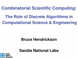 Combinatorial Scientific Computing: