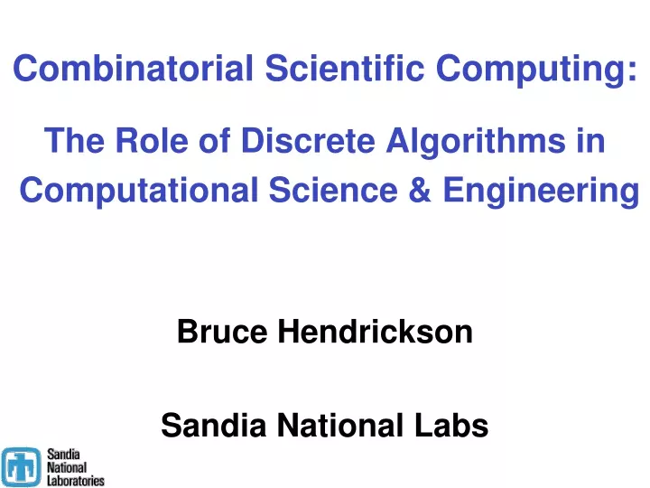 combinatorial scientific computing