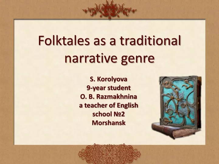 folktales as a traditional narrative genre