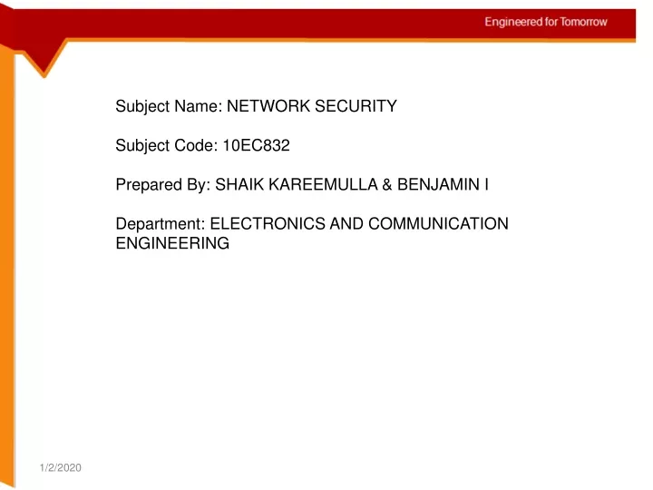 subject name network security subject code