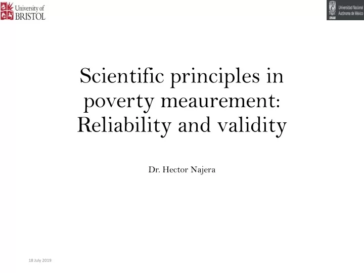 scientific principles in poverty meaurement reliability and validity