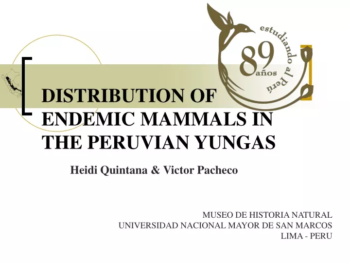 distribution of endemic mammals in the peruvian yungas