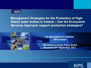 Dr Bernadette N í Chatháin RPS Ireland CIS Science meets Policy Event