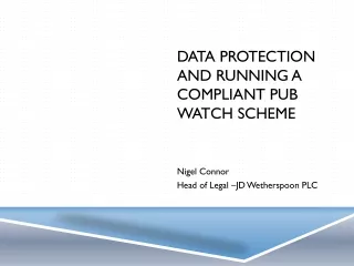 Data Protection and Running a Compliant Pub Watch  SCHeme