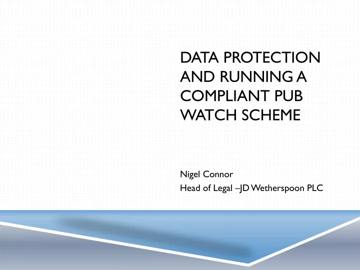 data protection and running a compliant pub watch scheme