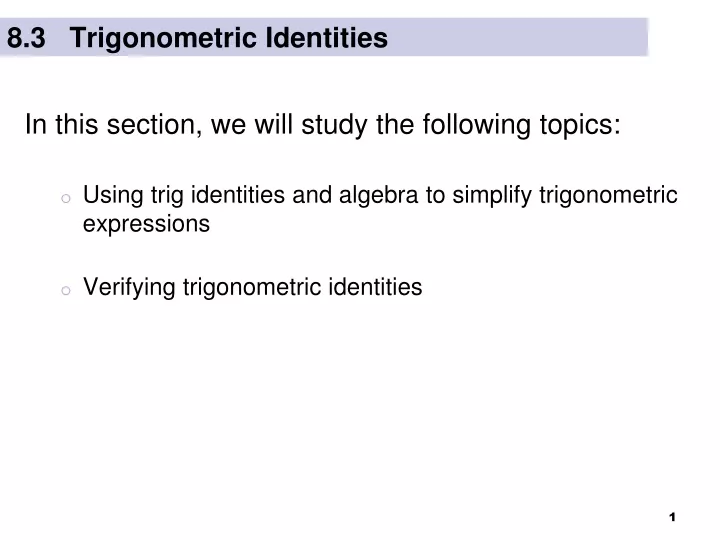 8 3 trigonometric identities