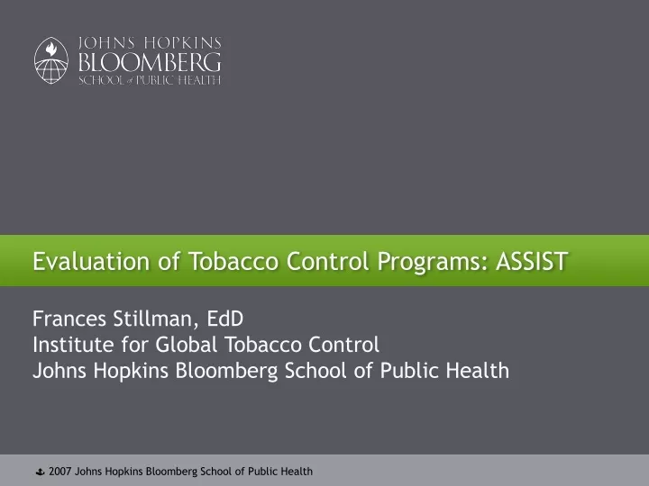 evaluation of tobacco control programs assist