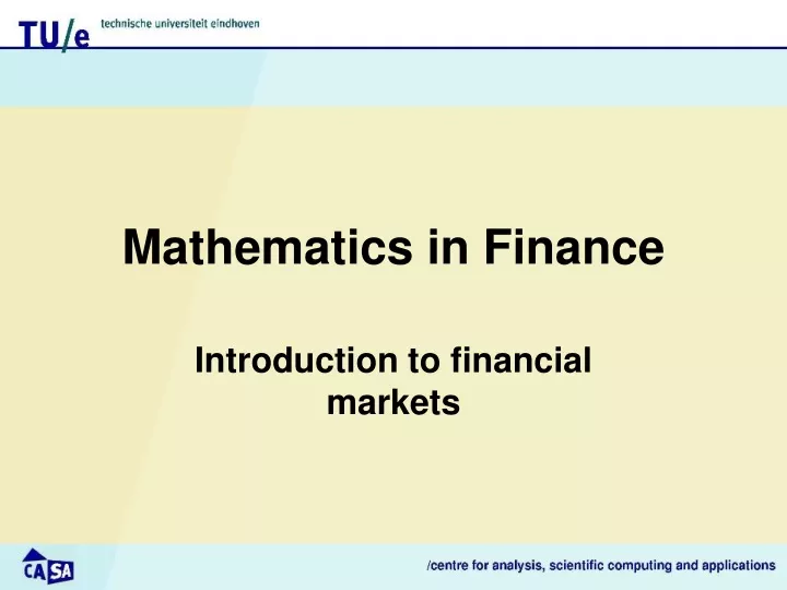 mathematics in finance
