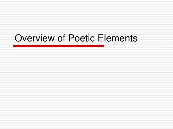 overview of poetic elements