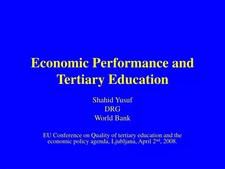 economic performance and tertiary education