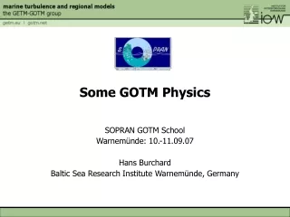 Some GOTM Physics