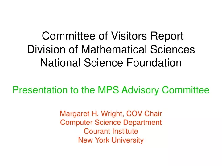 committee of visitors report division