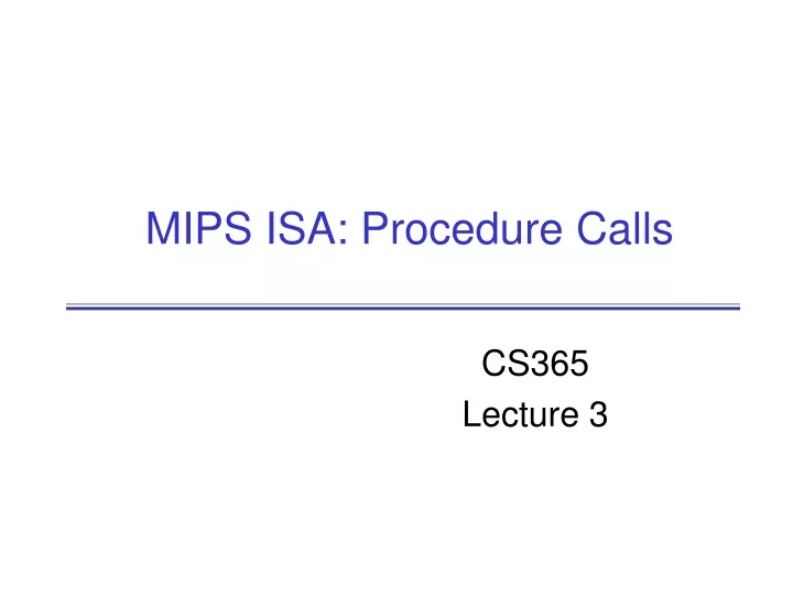 mips isa procedure calls