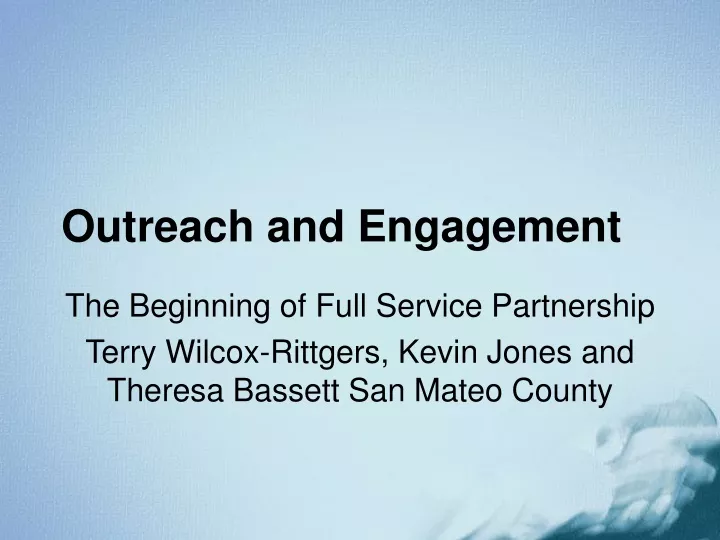 outreach and engagement