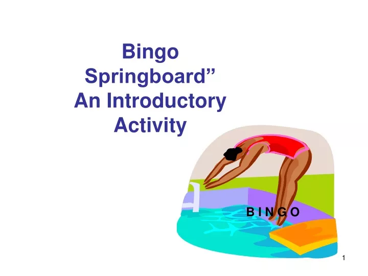bingo springboard an introductory activity