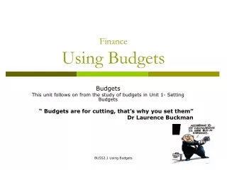 Finance Using Budgets