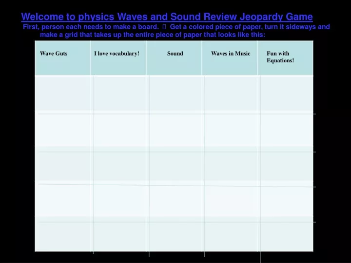 welcome to physics waves and sound review