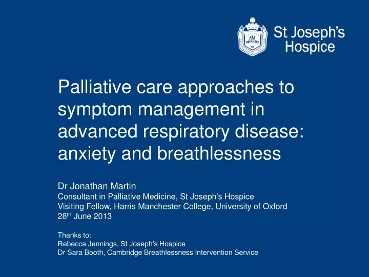 palliative care approaches to symptom management