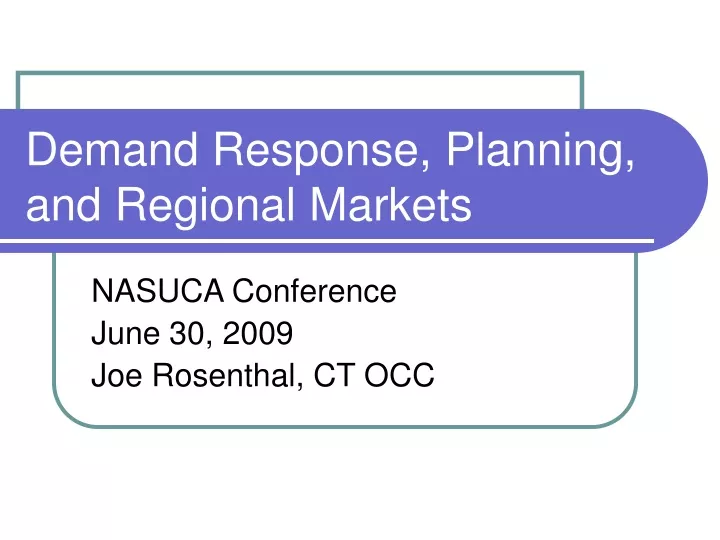 demand response planning and regional markets
