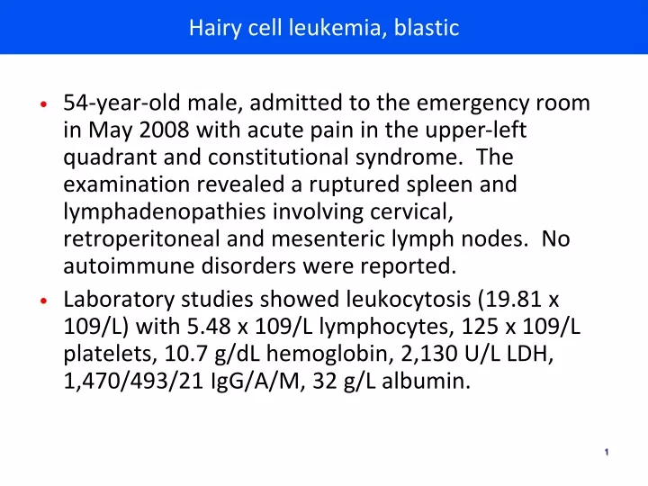 hairy cell leukemia blastic