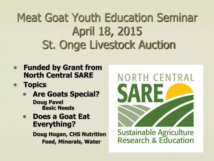 meat goat youth education seminar april 18 2015 st onge livestock auction