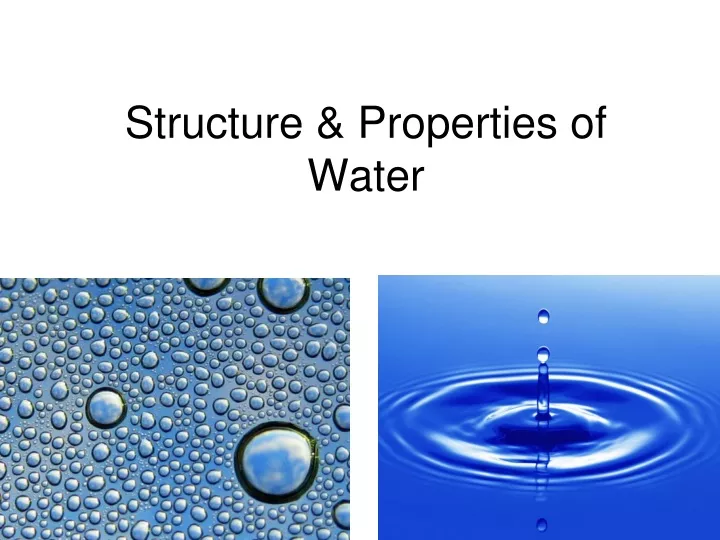 structure properties of water