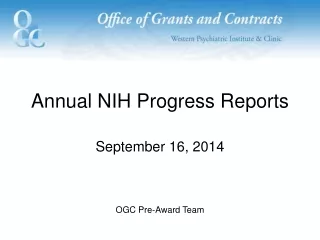 Annual NIH Progress Reports