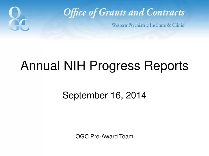 annual nih progress reports