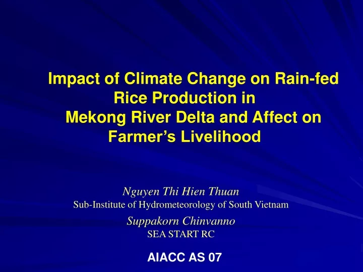 impact of climate change on rain fed rice