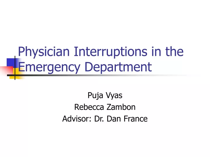 physician interruptions in the emergency department