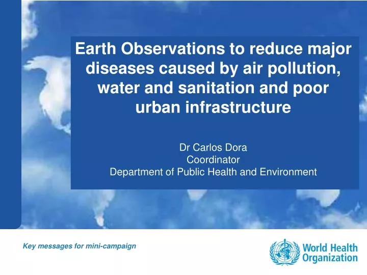 earth observations to reduce major diseases