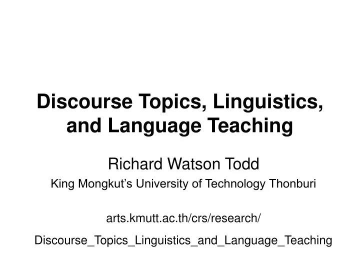 discourse topics linguistics and language teaching