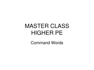 MASTER CLASS HIGHER PE