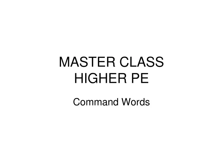 master class higher pe