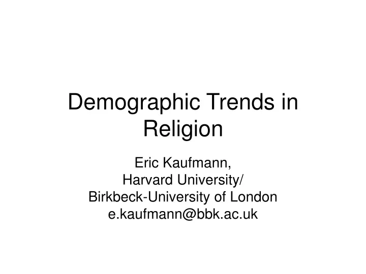 demographic trends in religion