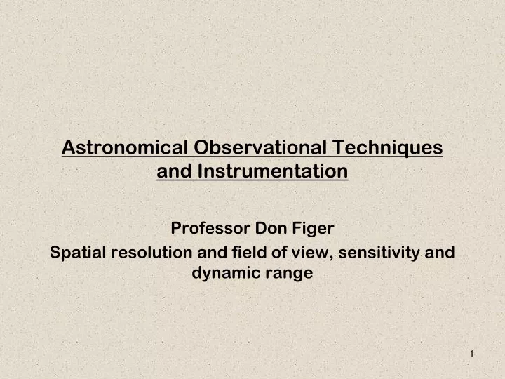 astronomical observational techniques and instrumentation