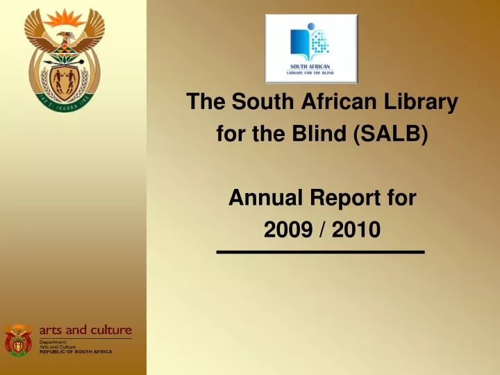 the south african library for the blind salb annual report for 2009 2010
