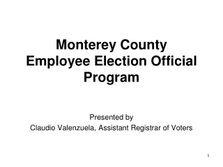Monterey County Employee Election Official Program