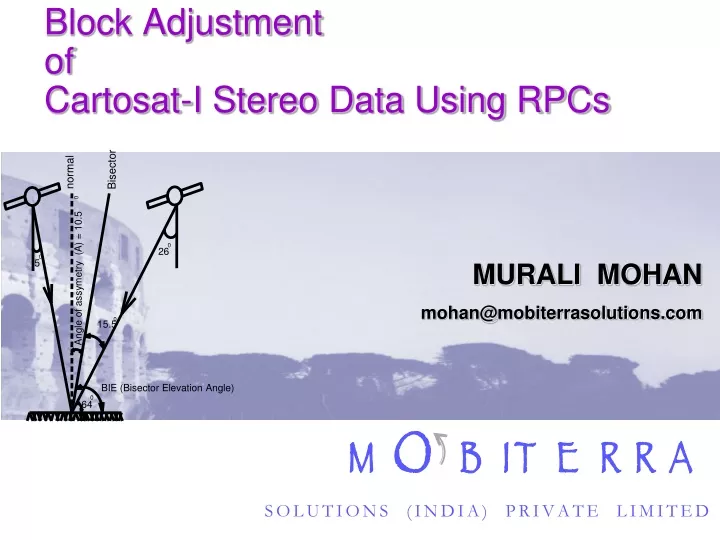 block adjustment of cartosat i stereo data using rpcs