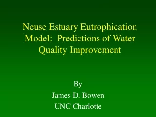 Neuse Estuary Eutrophication Model:  Predictions of Water Quality Improvement