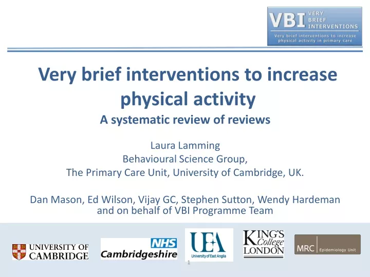 very brief interventions to increase physical activity
