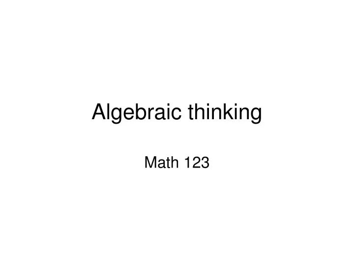 algebraic thinking