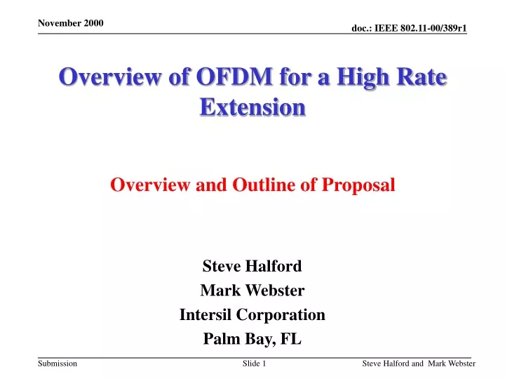 overview of ofdm for a high rate extension