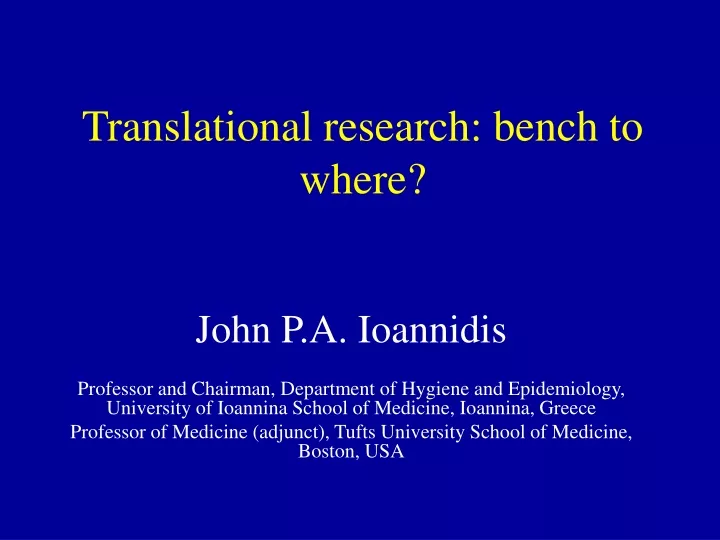 translational research bench to where