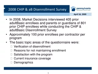 Satisfaction with CHIP 93% of respondents were very or somewhat satisfied with the program overall