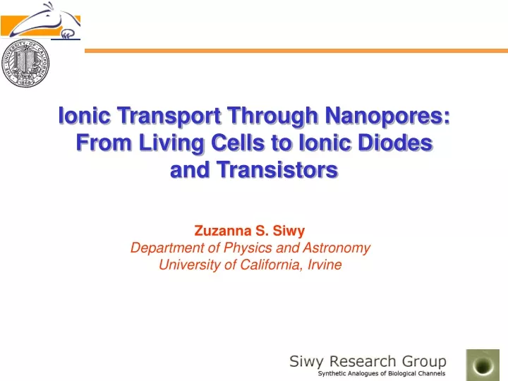 ionic transport through nanopores from living