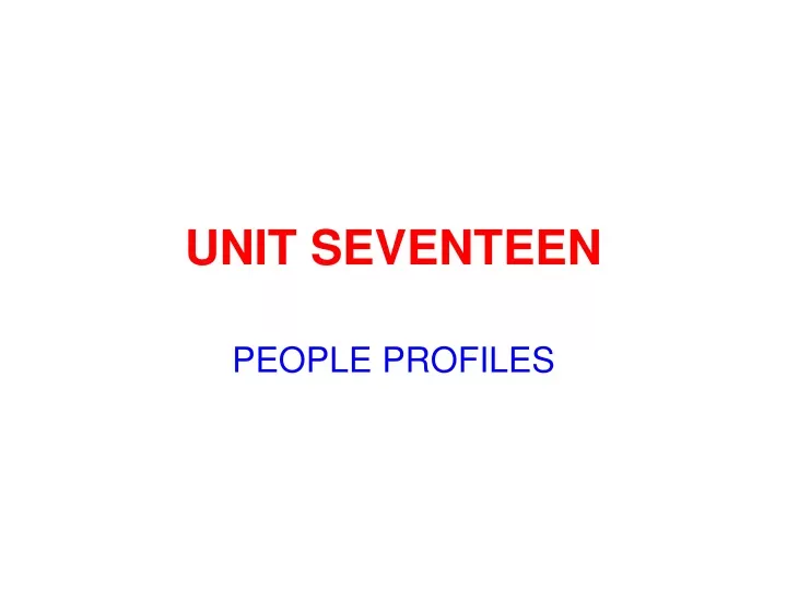 unit seventeen